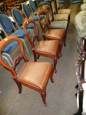 Lot 689 - Set of three Victorian balloon-back dining chairs, another and two Edwardian dining chairs (6)