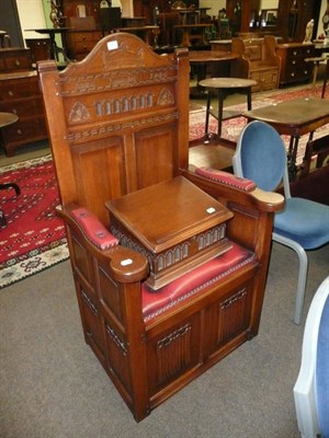 Lot 692 - A reproduction oak Domes Day chair and a bible box