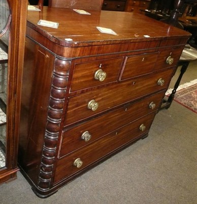 Lot 707 - A George IV mahogany four height chest with brass knob handles