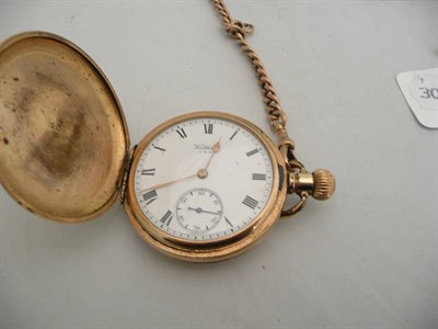 Lot 453A - A 9 carat gold watch chain, approx. 50gms and a gold plated half hunter pocket watch