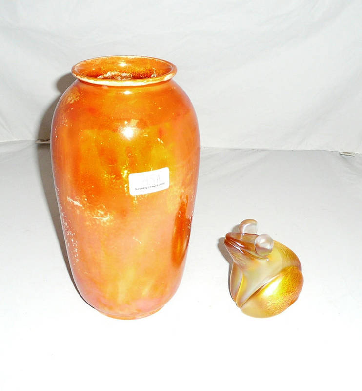 Lot 45 - Ruskin orange glazed vase with impressed mark