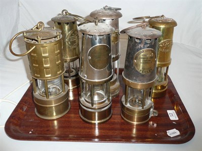 Lot 12 - Six assorted brass miner's lamps