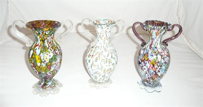 Lot 30 - Three Murano millefiori vases (3)