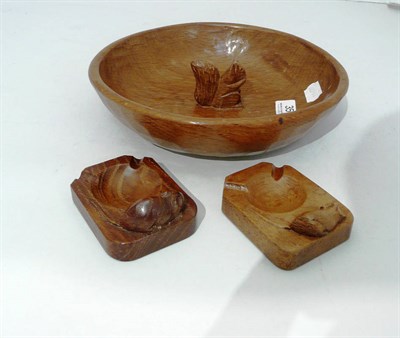 Lot 35 - Two Mouseman ashtrays and a Squirrelman nut dish (3)