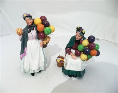 Lot 36 - Two Royal Doulton figures 'The Old Balloon Seller' HN1315 and 'Biddy Pennyfarthing' HN1643