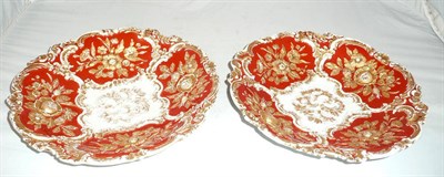 Lot 37 - Pair of Meissen coral ground dishes