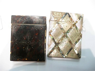 Lot 45 - Tortoiseshell card case and a mother-of-pearl card case (2)