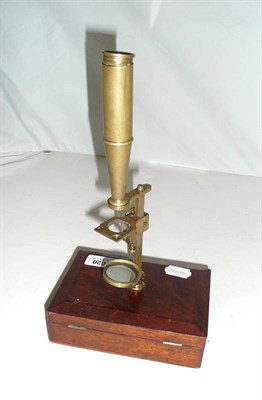 Lot 71 - A 19th century lacquered brass gould type pocket or travelling compound ,microscope, with...