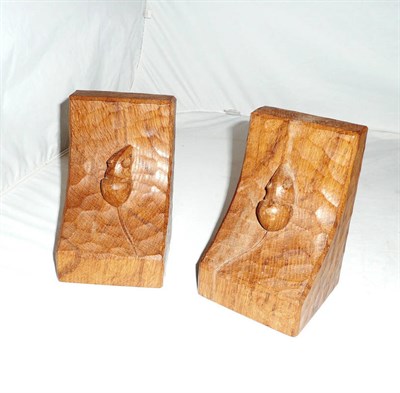 Lot 77 - A pair of Robert 'Mouseman' Thompson oak bookends