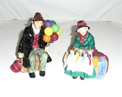 Lot 80 - Two Royal Doulton figures 'The Balloon Man' HN1954 and 'Silks & Ribbons' HN2017