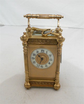 Lot 85 - A brass carriage timepiece