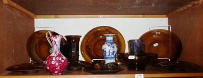 Lot 100 - A quantity of cloud glass and a 19th century K'ang shi blue and white vase and a glass ewer