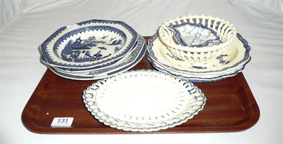 Lot 131 - A pair of 18th century pearlware soup bowls and ten other pieces