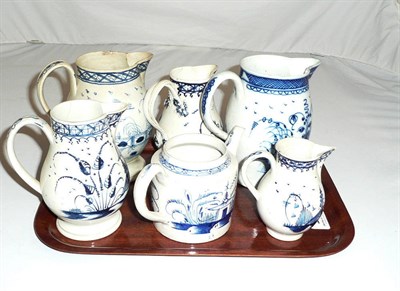 Lot 133 - Five assorted 18th century pearlware jugs and a teapot