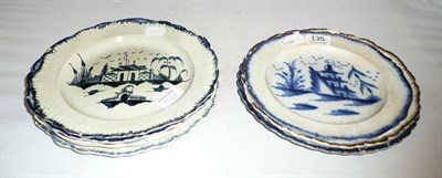 Lot 135 - Eight assorted 18th century pearlware plates