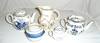 Lot 148 - An 18th century polychrome creamware jug and four other pieces