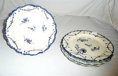 Lot 150 - Six 18th century pearlware feather-edged floral plates