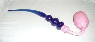 Lot 152 - A blue and pink glass pipe