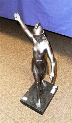 Lot 156 - A spelter figure of a female warrior