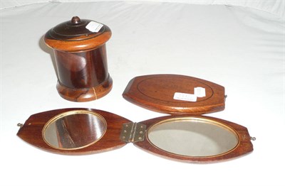 Lot 177 - Dalbergia wool winder and two mahogany folding mirrors (possibly marine-related)