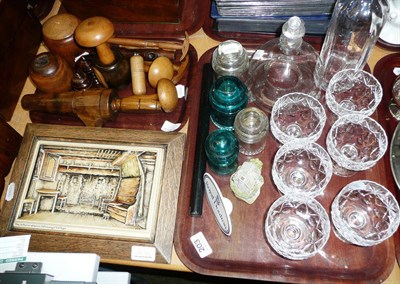 Lot 203 - Quantity of treen, a fly catcher, sundae dishes, etc