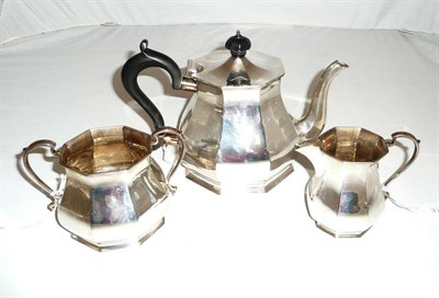 Lot 214 - A three piece Mappin & Webb silver teaset