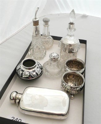 Lot 240 - Quantity of silver and glass scent bottles, salts, etc