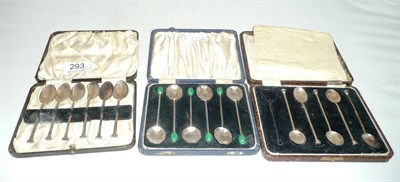 Lot 293 - Three sets of silver teaspoons (one missing)