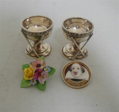 Lot 312 - Pair of silver 'Hole-in-One' trophy cups and two brooches