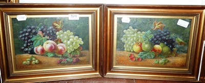 Lot 329 - Pair of gilt framed oils, still life of fruit signed Hartshorne