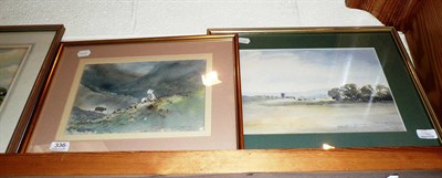 Lot 336 - Brian Irvine watercolours, sheep and a landscape (2)