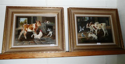 Lot 349 - A pair of reproduction gilt framed oils on board