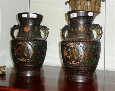 Lot 360 - A pair of Chinese cloisonné vases