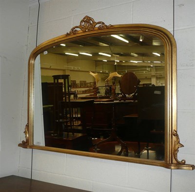 Lot 373 - Arched top over-mantel mirror 35 inches to crest x 49 inches wide