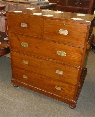 Lot 405 - Teak four height chest of drawers in two sections