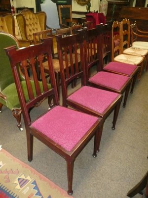 Lot 430 - A set of four Art Nouveau mahogany chairs, stamped on inside front rail with numbers