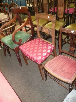 Lot 435 - A George IV mahogany carver chair, a late Georgian bar back dining chair and an Edwardian...