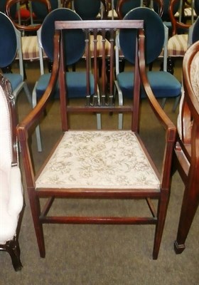 Lot 441 - A mahogany satinwood banded carver chair