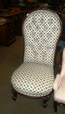 Lot 443 - A Victorian rosewood-framed high button-back nursing chair