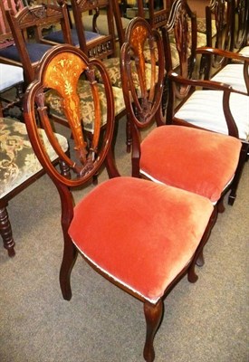 Lot 447 - A pair of Edwardian and floral marquetry dining chairs