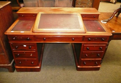 Lot 458 - Victorian double pedestal clerk desk