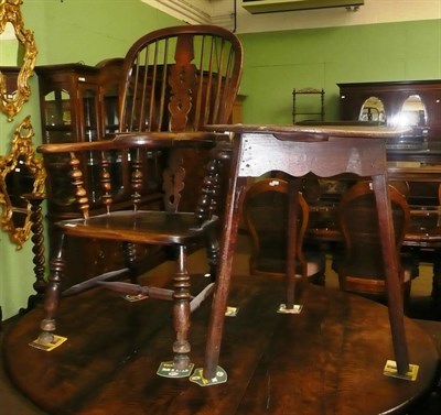 Lot 462 - A cricket table and a stick-back armchair