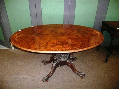 Lot 492 - A Victorian walnut and floral marquetry oval breakfast table