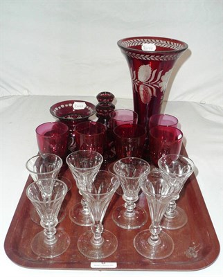 Lot 8 - Tray of assorted glassware including six wines