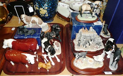 Lot 34 - Beswick Hereford bull, cow and calf, three Beswick dogs and ten pieces of Border Fine Arts...