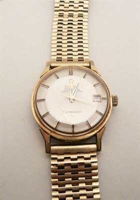 Lot 60 - A gold plated and steel wristwatch signed 'Omega'