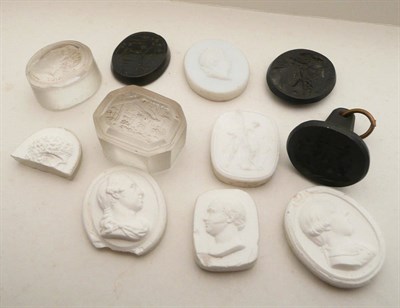 Lot 72 - Two crystal Seals and eight others and a broken example