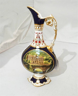 Lot 86 - Royal Crown Derby ewer painted with a view of the 'West Front, Chatsworth House' by Challinor