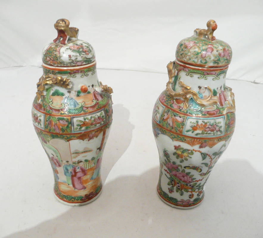 Lot 88 - Pair of Canton vases and covers