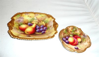 Lot 107 - Two Royal Worcester fruit decorated dishes (a.f.)